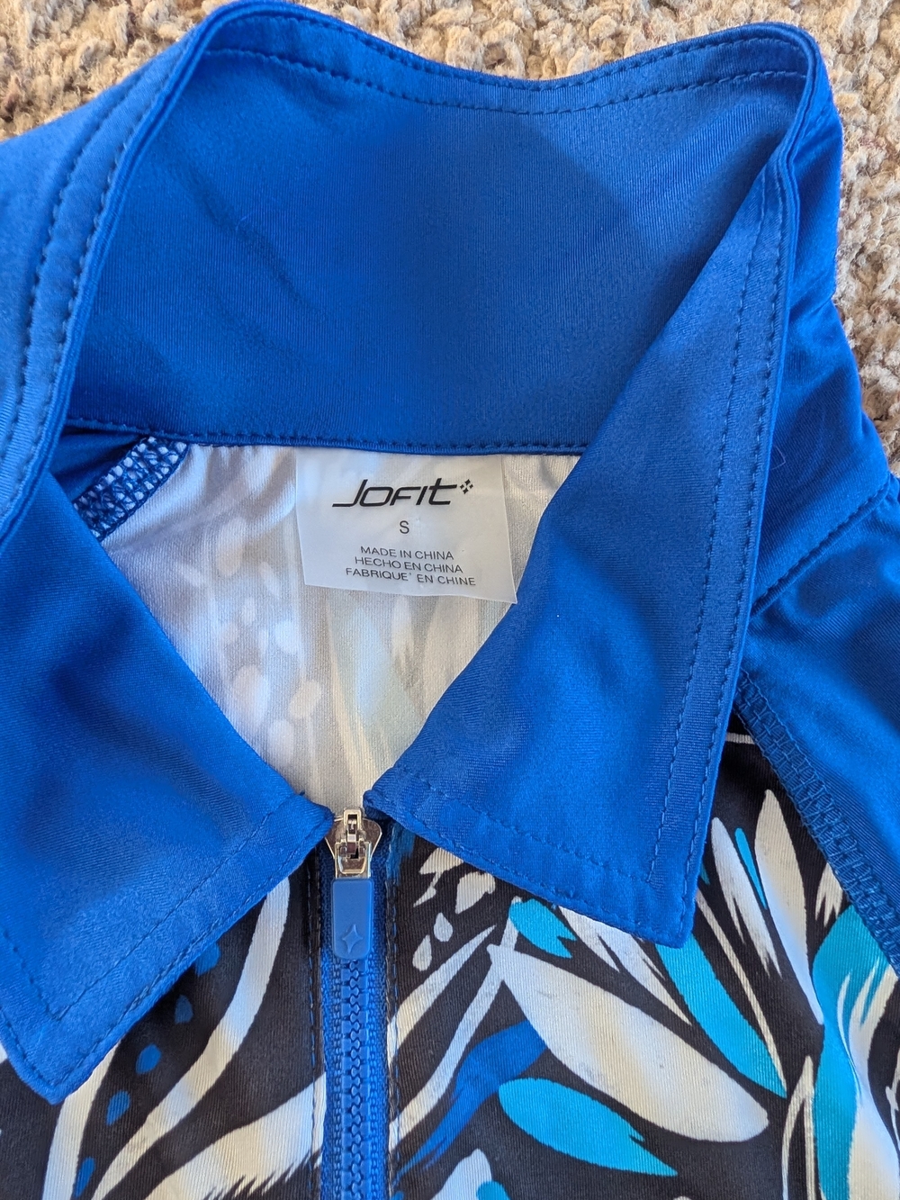 Jofit Royal Blue and Black Printed Zip Jacket